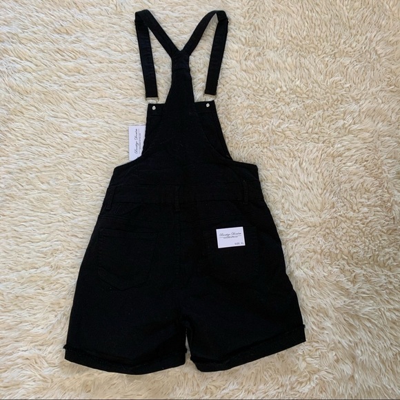 Prestige Denim NWT Destroyed Black Short Overalls - Picture 6 of 12
